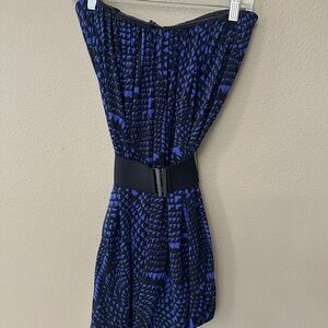 BCBGMaxAzria Black and Blue Patterned Dress